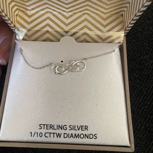 NWT brand new infinity necklace. 18” sterling silver chain